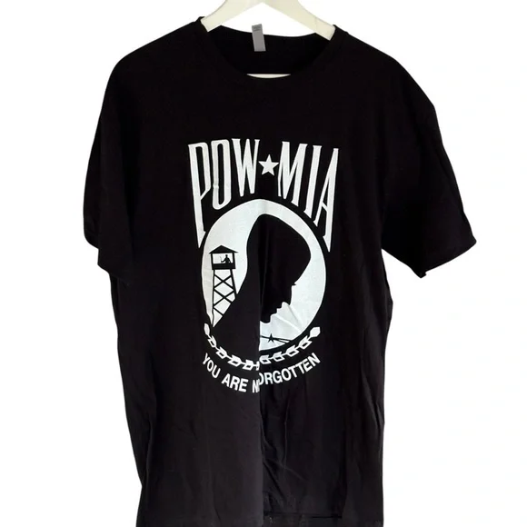 POW MIA You Are Not Forgotten Black Unisex Tee Shirt Size Large - Picture 1 of 6